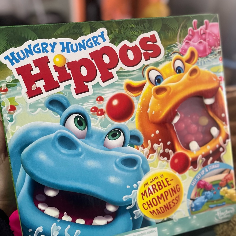 Hasbro Hungry Hungry Hippos Game with Blue and Orange Hippos